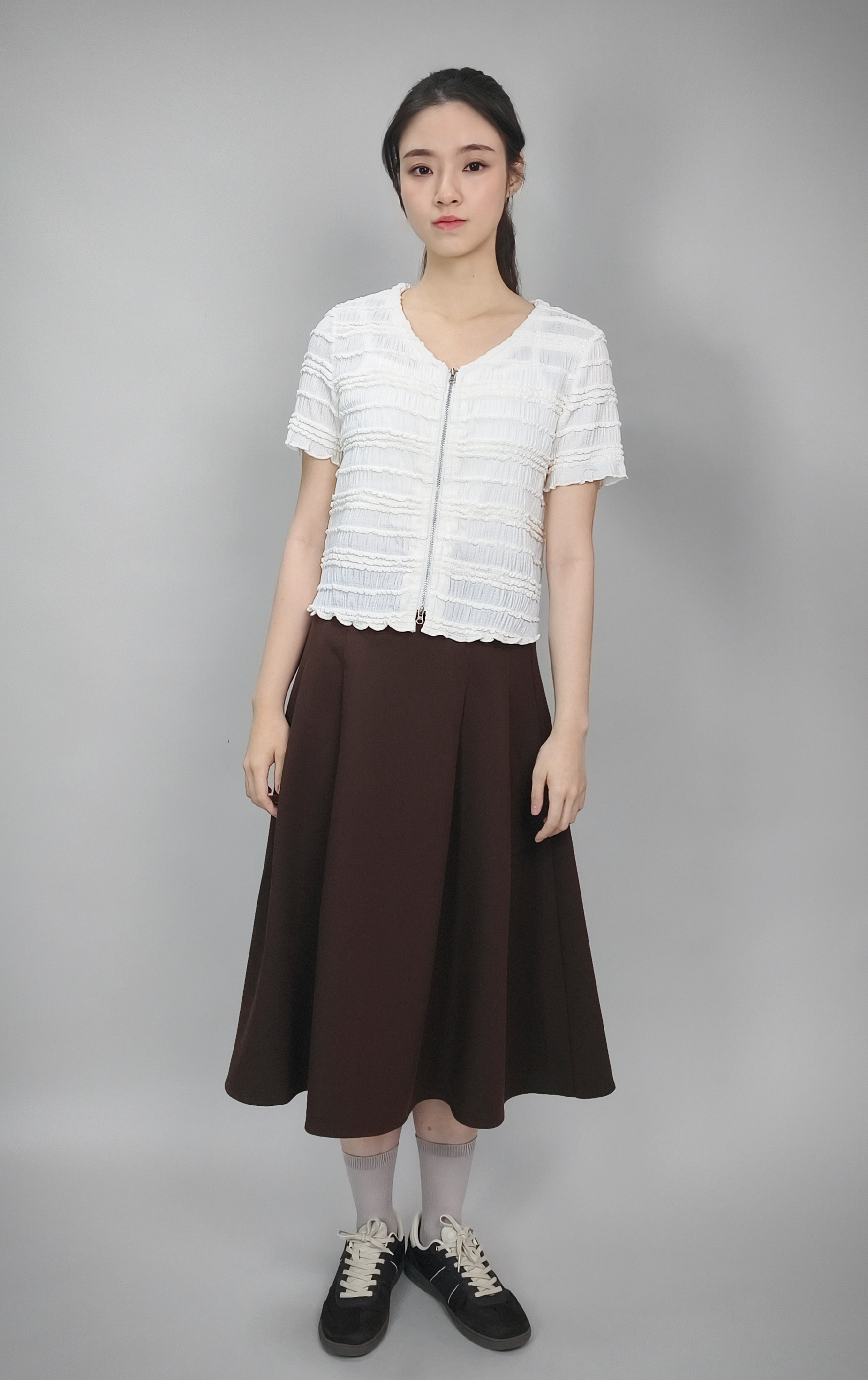 Two-Way Zip Gathered Jacket CD0202