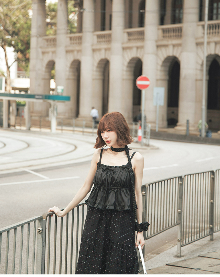 Textured satin ruffled tie-up cover-up vest, available in four colors【01099594】in stock+pre-order