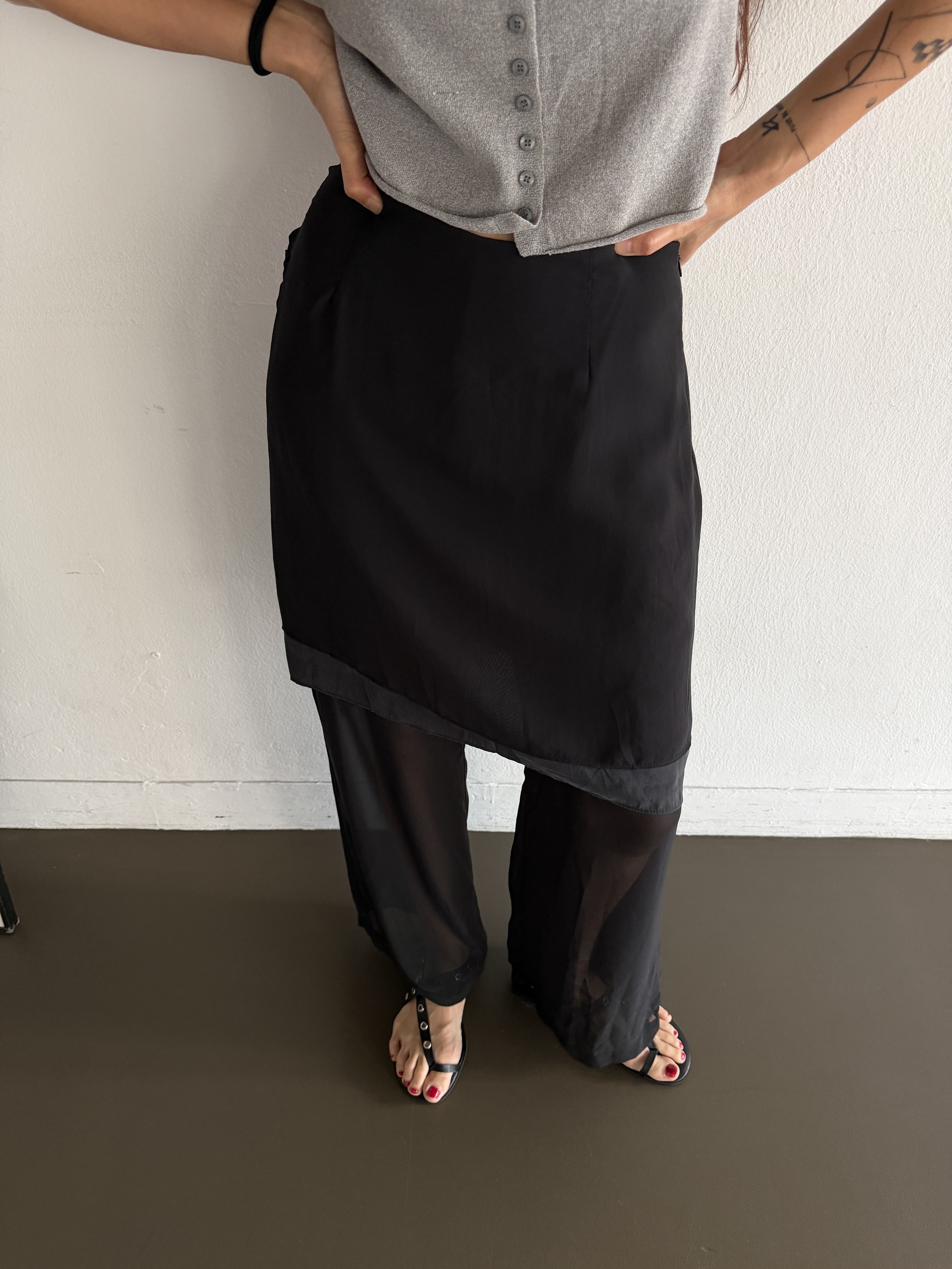 Mesh pants with skirt