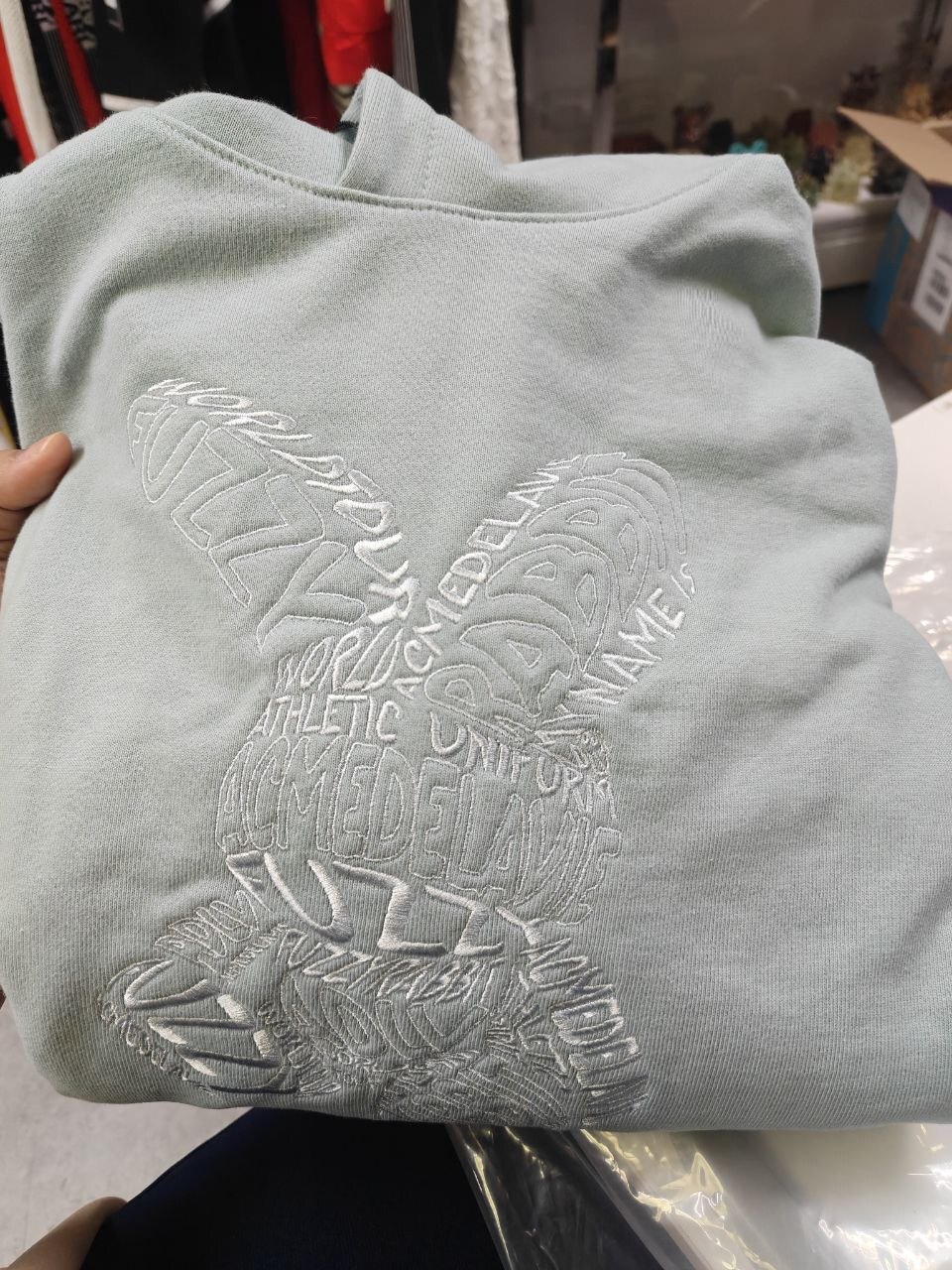 [S] ADLV DARK MINT GREEN LETTERING RABBIT HOODIE, 24FW-TP-HD-AW-LRH-DMT (SAV446)
