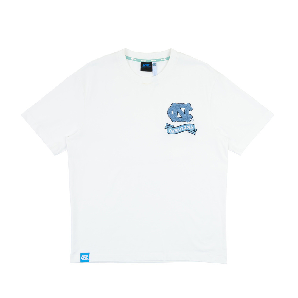 NCAA 短T 白色 UNC 字母 繡花T 短袖 中性 7625100500