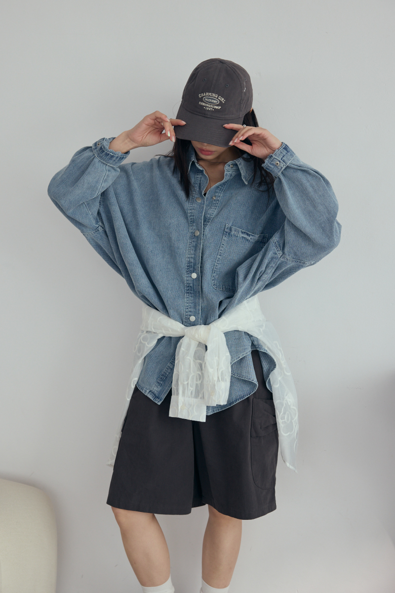 OVERSIZE大口袋牛仔襯衫
