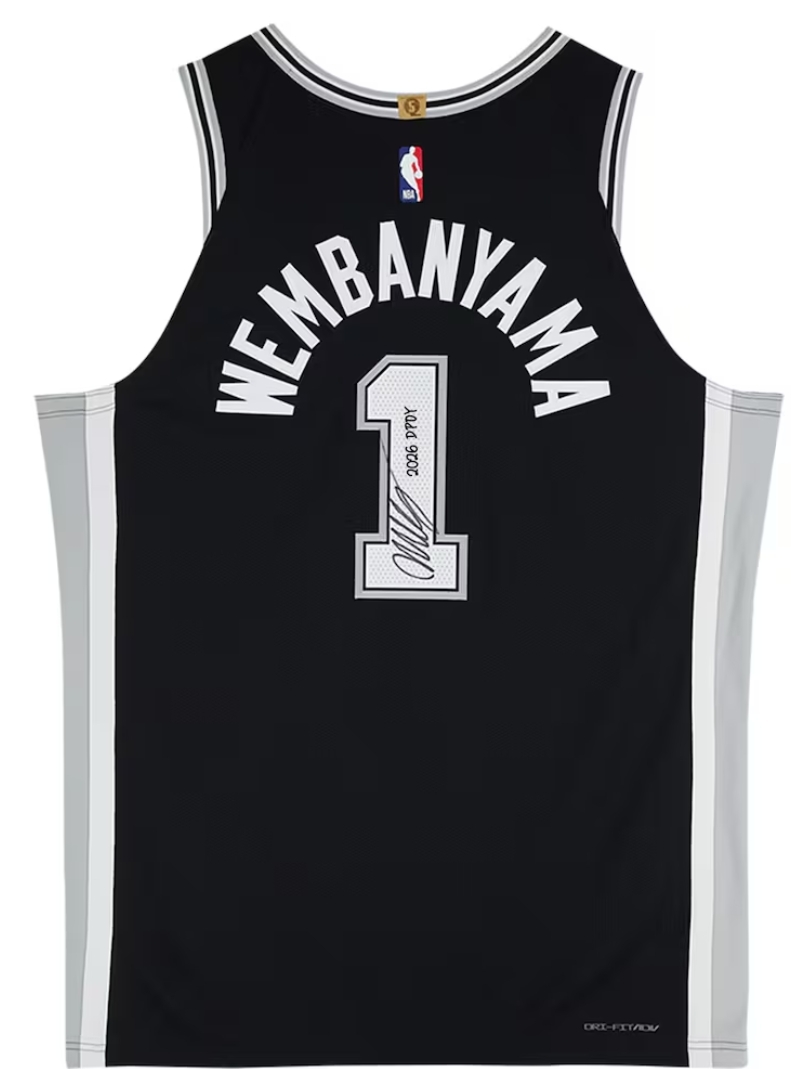Victor Wembanyama San Antonio Spurs Autographed Black Nike Icon Authentic Jersey with "2026 DPOY" Inscription球員版簽名球衣預購