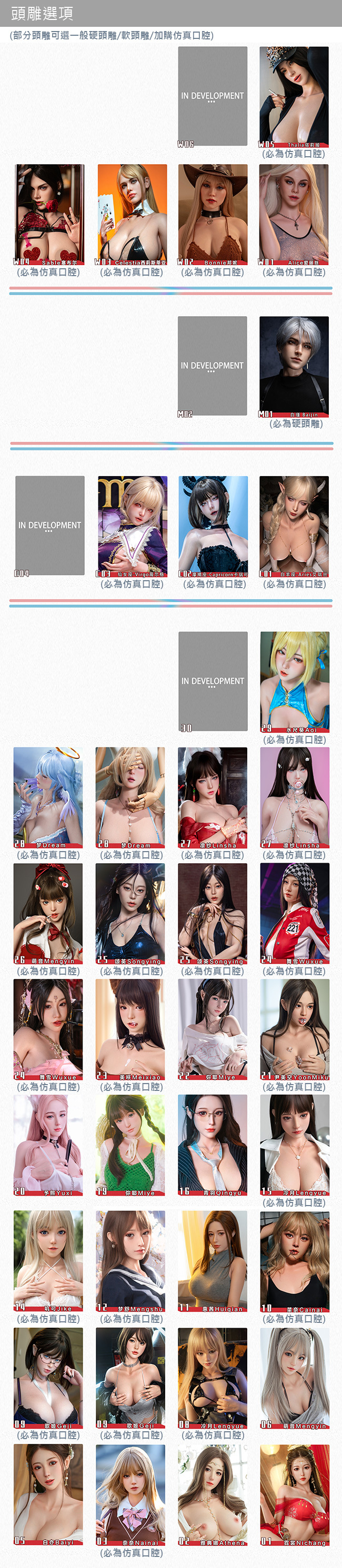 娃娃學姐實體娃娃 規格數據及客製選項 DOLL SENIOR customize