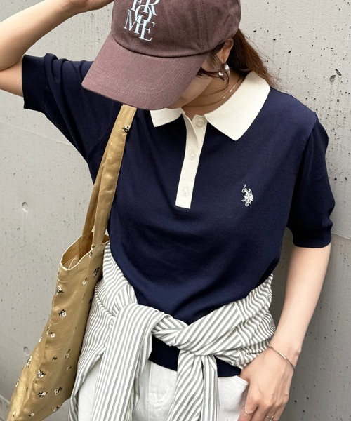 日本🇯🇵連線 U.S. POLO ASSN. × SETUP7 韓系刺繡雙色針織polo衫 T恤 短袖 休閒 刺繡 針織 麻花 Polo衫 8色(任買兩件711免運)/預購