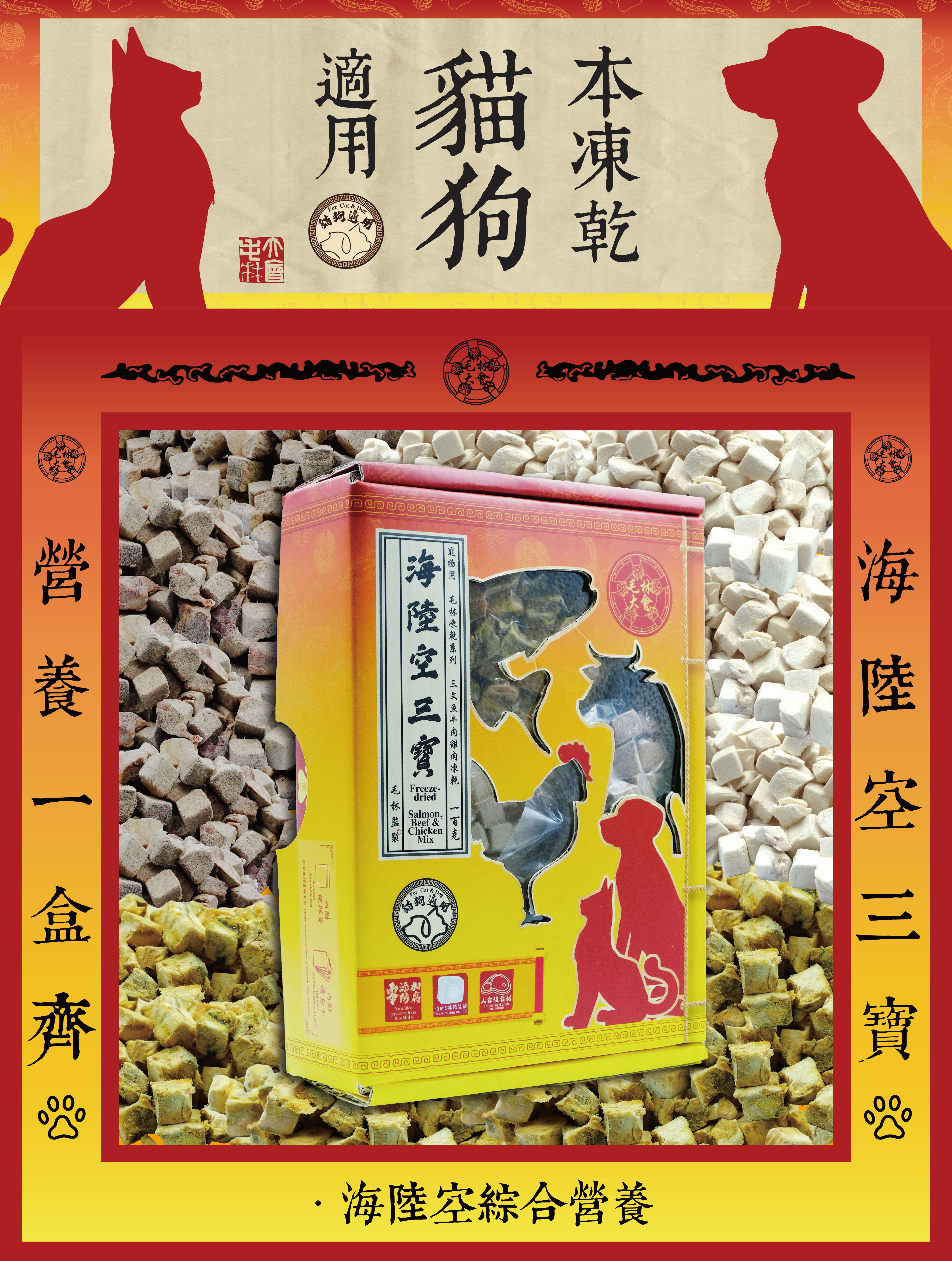 毛林大會 - 營養一盒齊:海陸空三寶 (本凍乾貓狗適用) .海陸空綜合營養