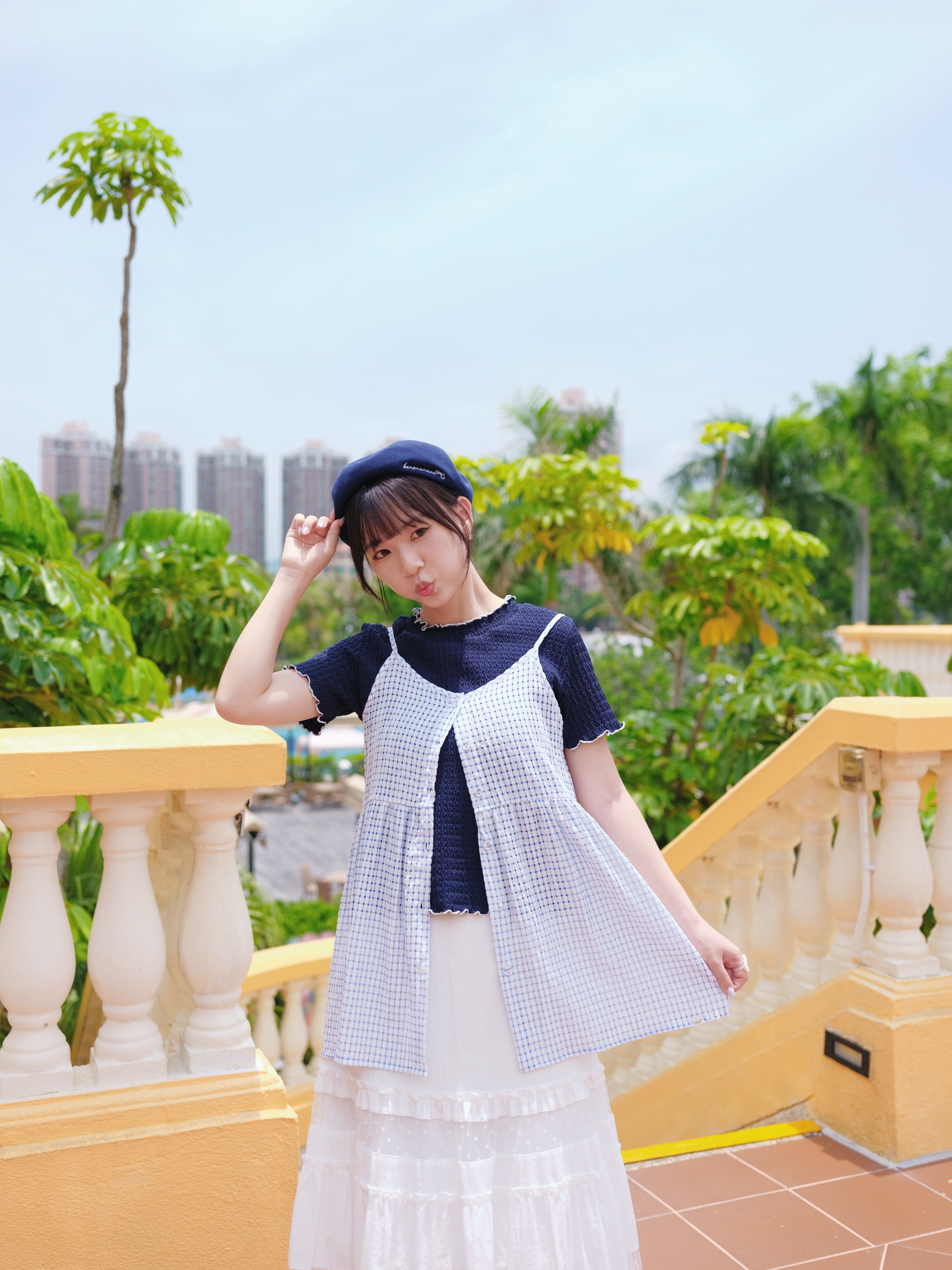 兩色 / 微透格子中長款馬甲 / Semi-Sheer Plaid Layering Longline Cami