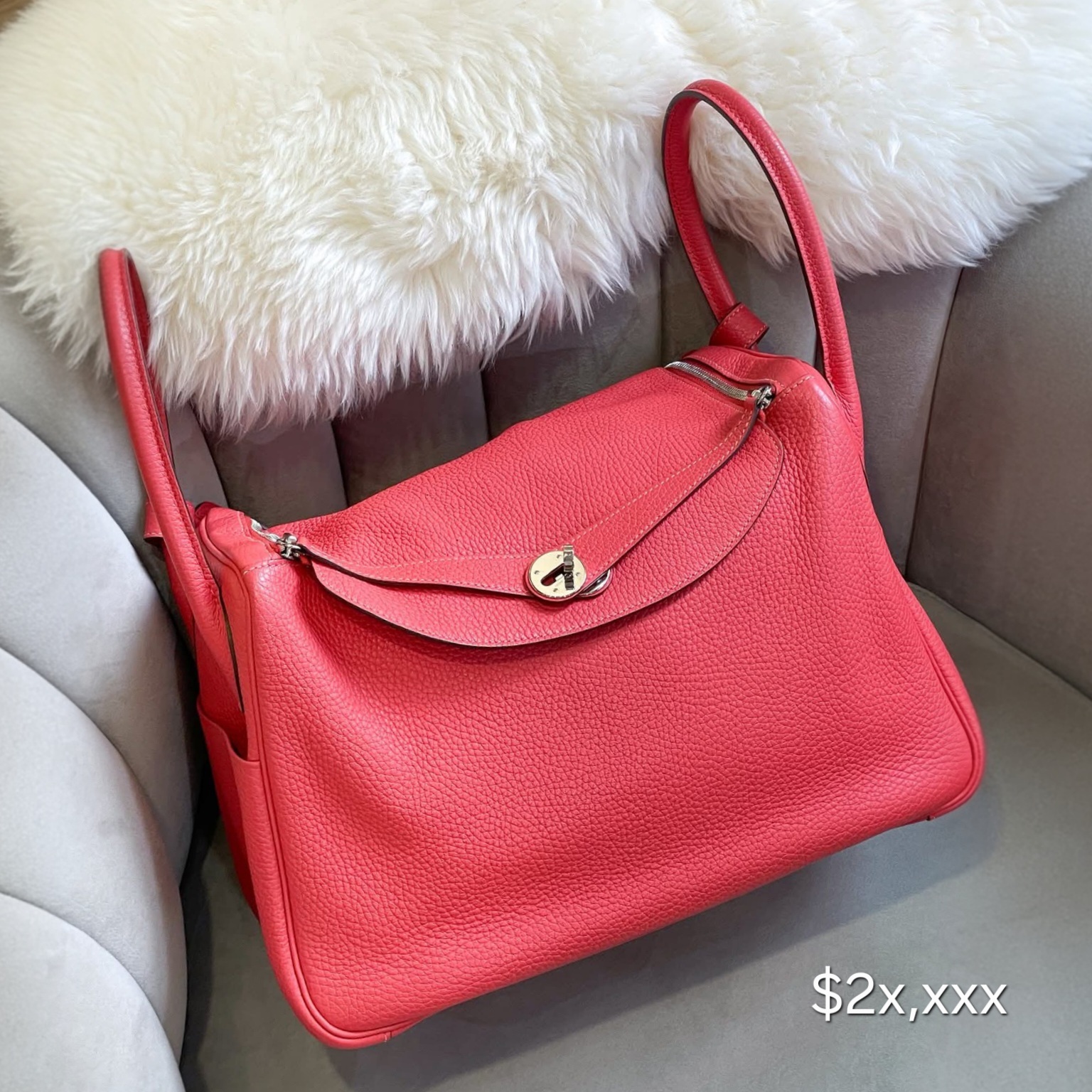 Preloved Hermès Lindy 34 TC Rouge Pivoine PHW HK$2x,xxx (HK$2,000 deposit to hold)