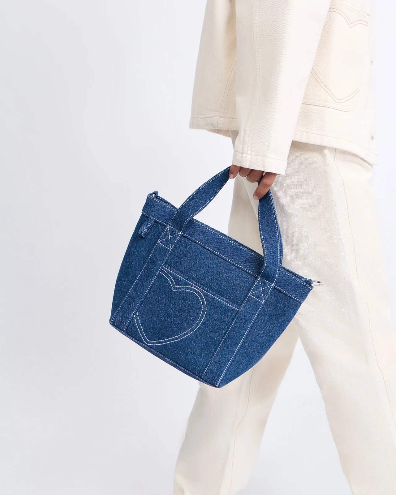 The Heart Mini Denim Bucket Bag | émoi émoi