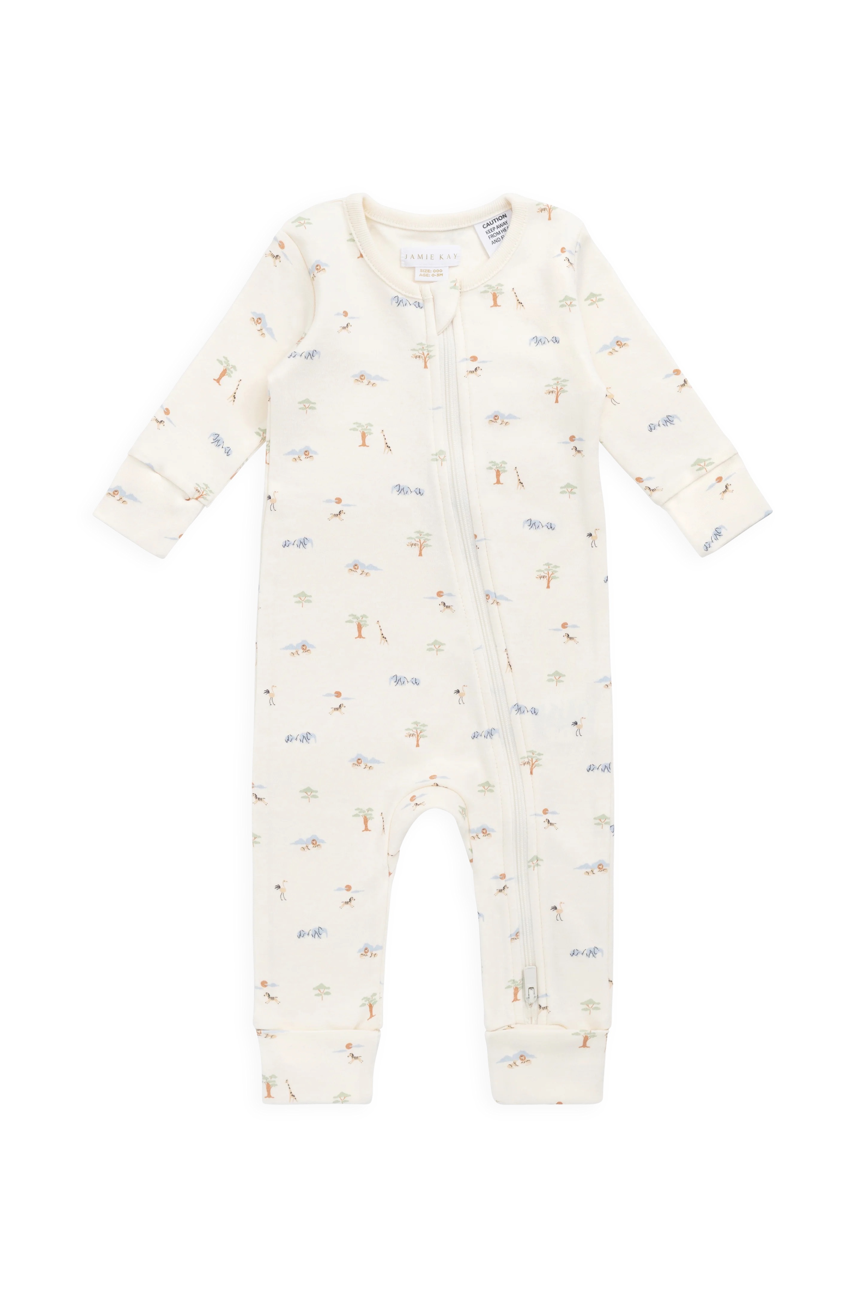 【預購】JAMIE KAY -Organic Cotton Reese Zip Onepiece（Savannah Animals Tofu）