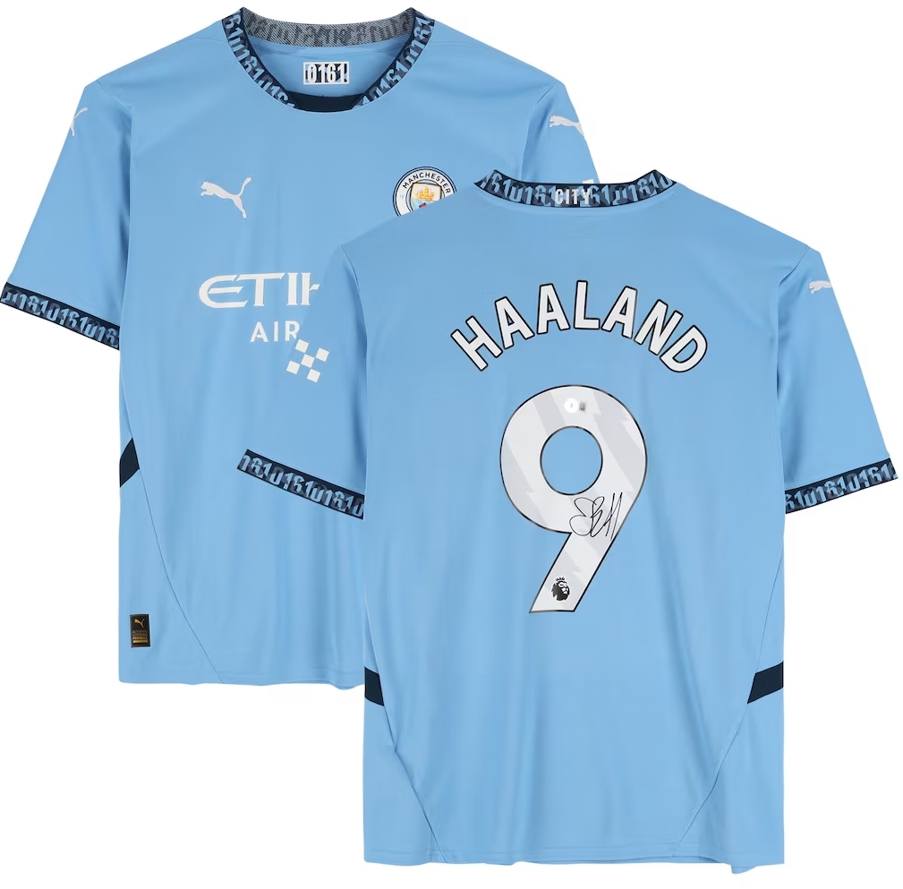 Erling Haaland Manchester City Autographed Sky Blue 2024-25 Puma Jersey