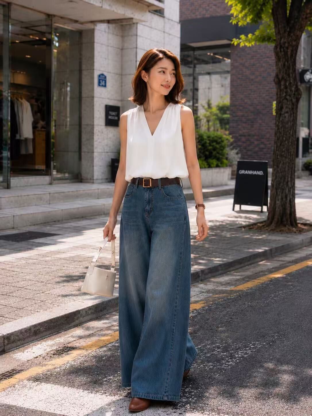 HIGH WAISTED DENIM WIDE LEG PANT