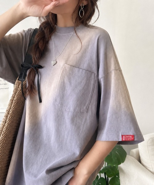 日本🇯🇵連線 JAVA 復古做舊噴染口袋大T恤 男女可穿 復古 做舊 寬鬆 落肩 短袖 T恤 4色(任買兩件711免運)/預購