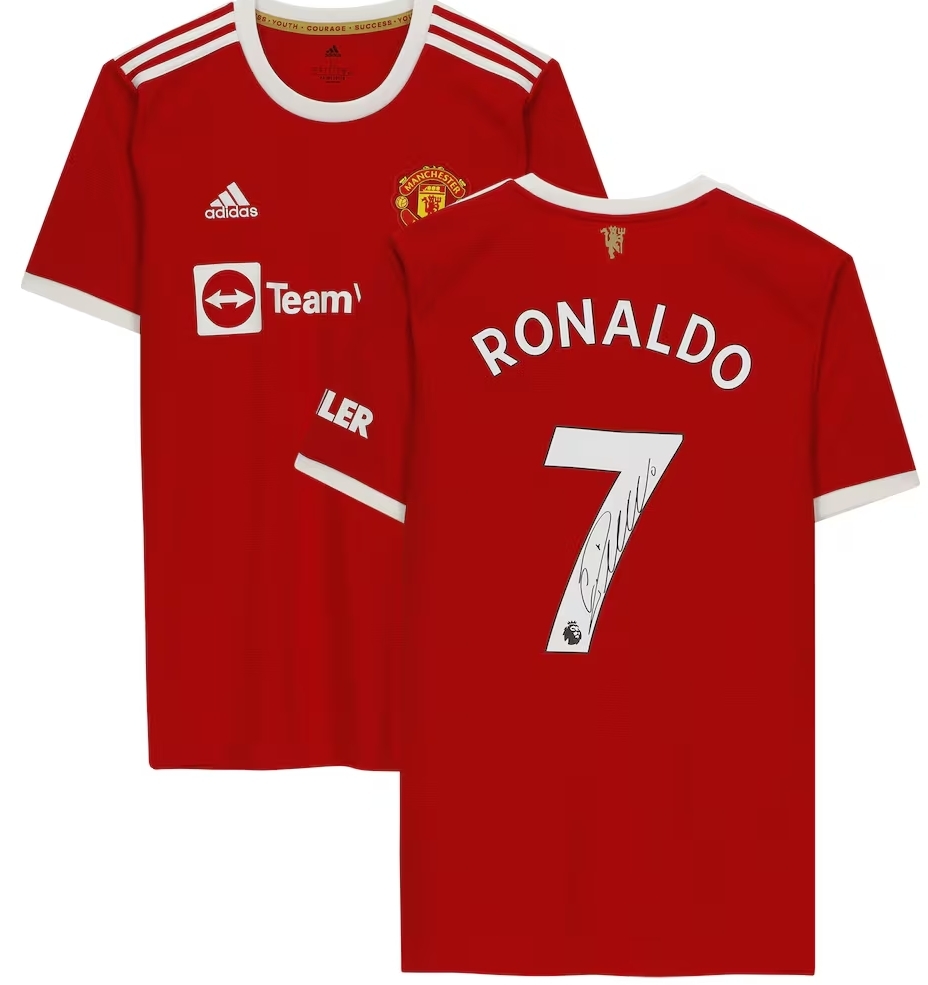 Cristiano Ronaldo Manchester United Autographed Red adidas 2021 Jersey