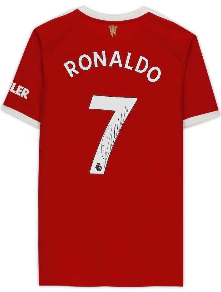 Cristiano Ronaldo Manchester United Autographed Red adidas 2021 Jersey