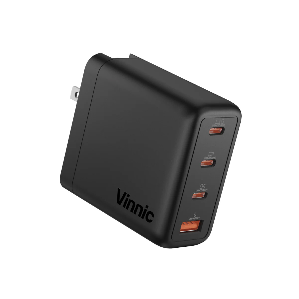 Vinnic GaNGAPURNA 100W PD QC GaN 旅行充電器 GA100WTRG1-BK