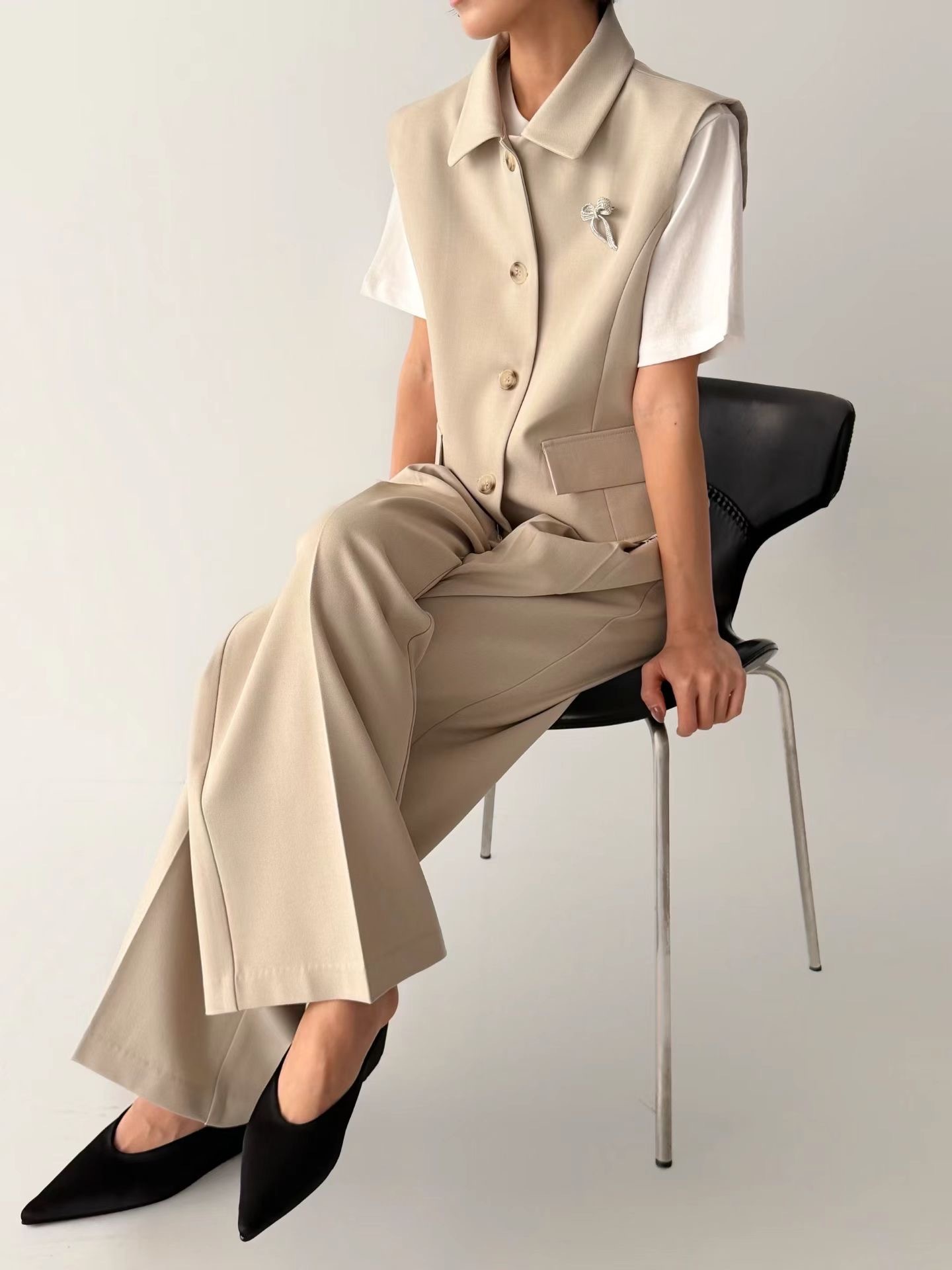 Marie Marie 下襬蕾絲西裝背心