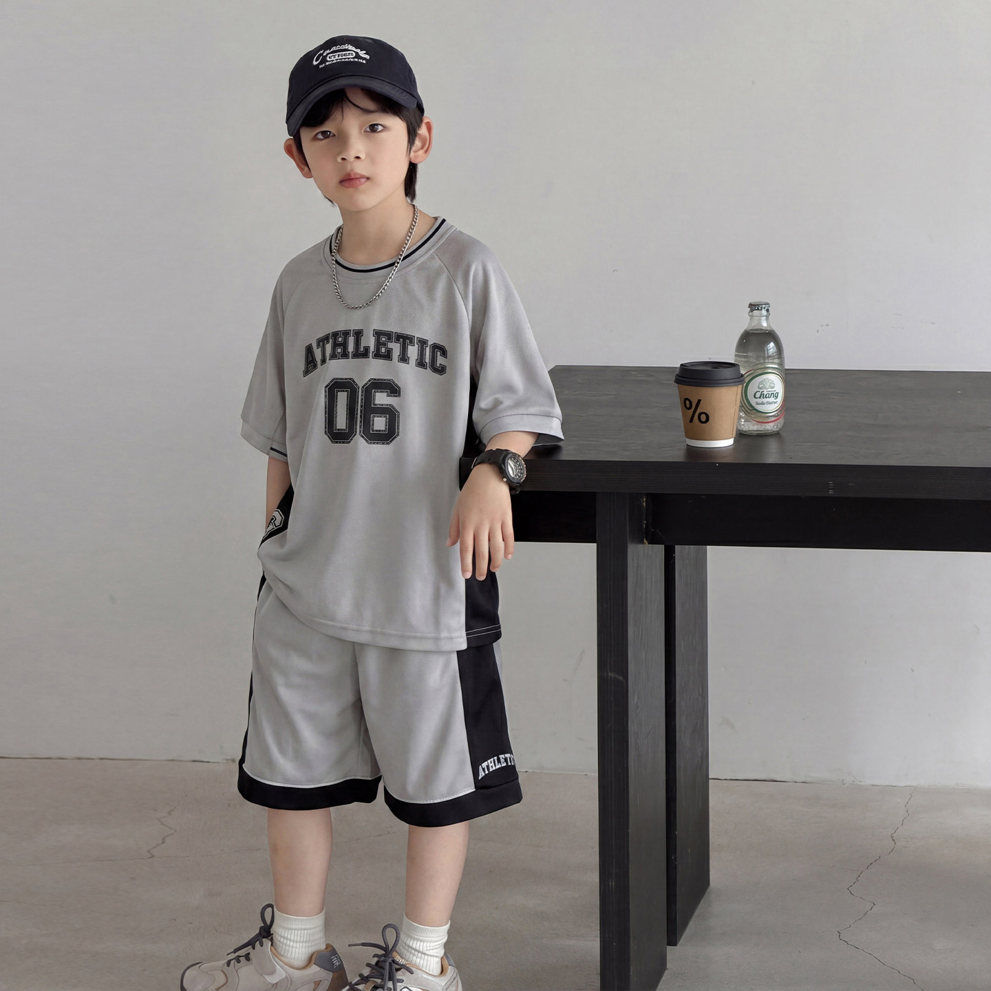 《3957》中大童帥氣籃球服短袖套裝(120-170)