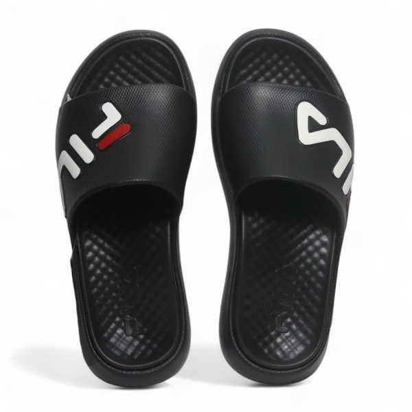 FILA 拖鞋 基本LOGO 足弓支撐 防水 黑 厚底 運動拖鞋 男女 4S351Z001
