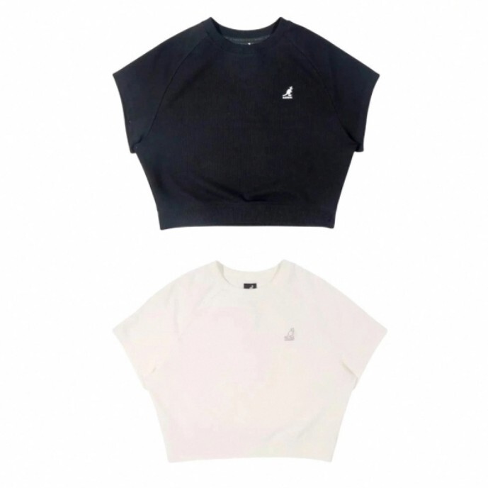 KANGOL 短袖 米白 黑 小 LOGO 經典 短版 袋鼠 女 6522101620 6522101600