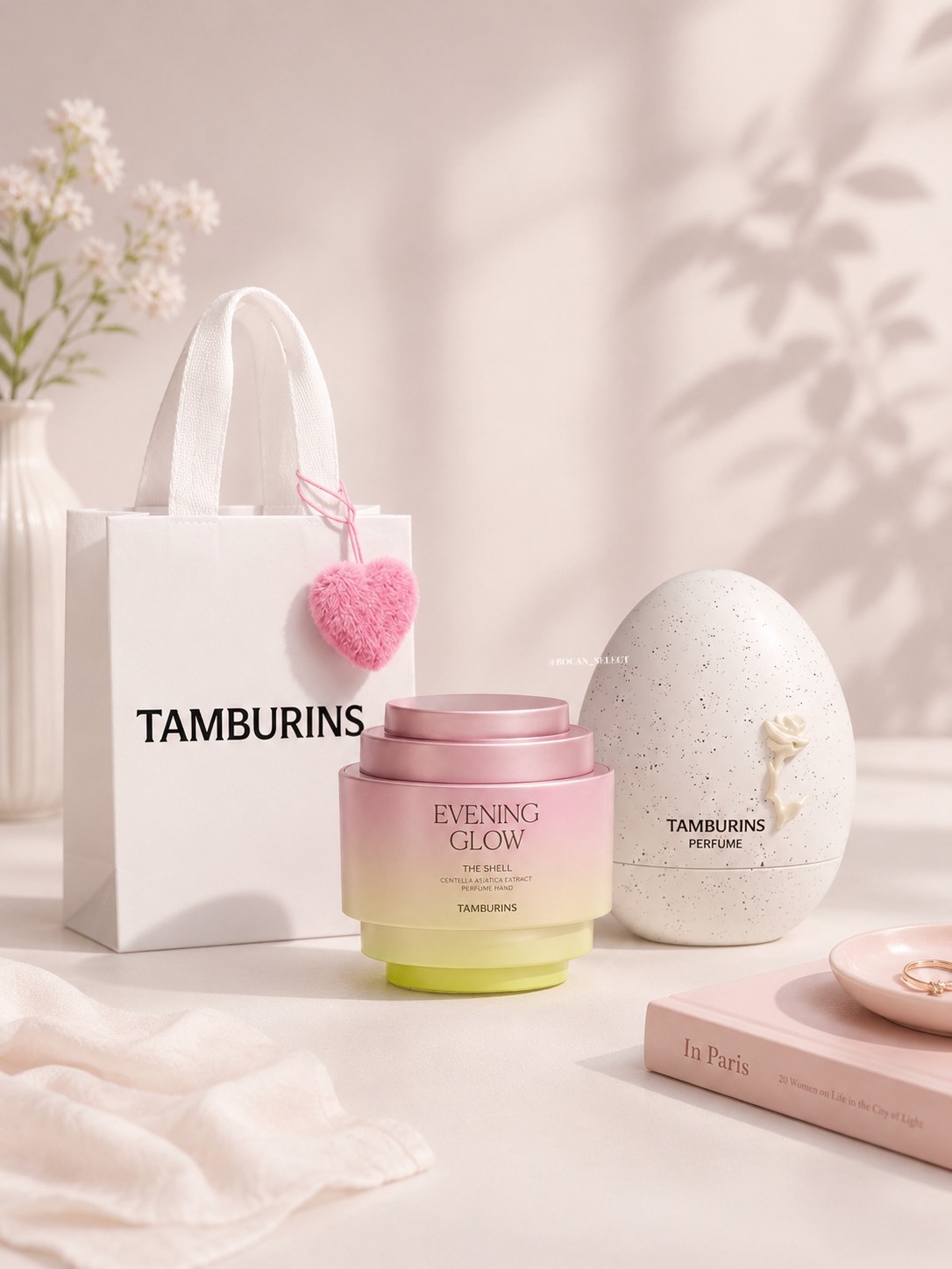 TAMBURINS EVENING GLOW 玫瑰蛋形香水+貝殼護手霜 組合