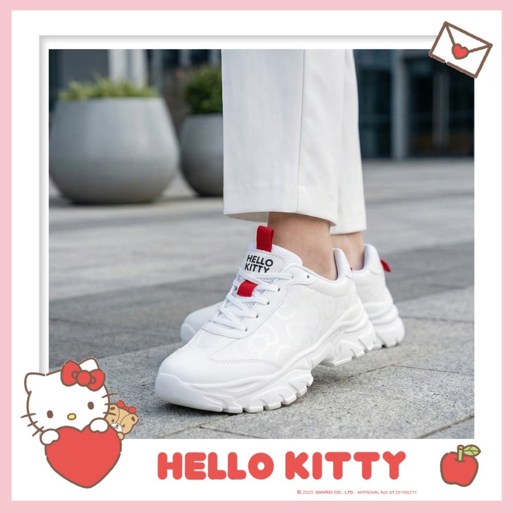 26096-KT Sanrio Hello Kitty 內增高便服休閒鞋 – 白紅 #TW-AS26-925006