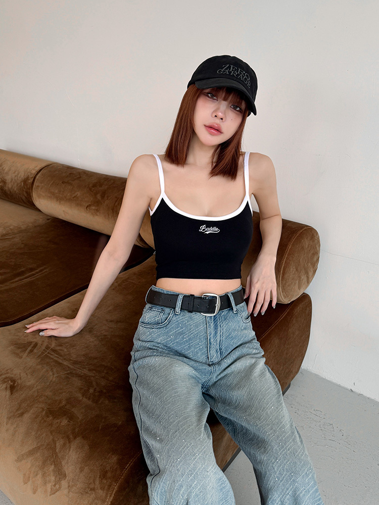 BB 美式baddie刺繡bratop (4色，有胸墊)