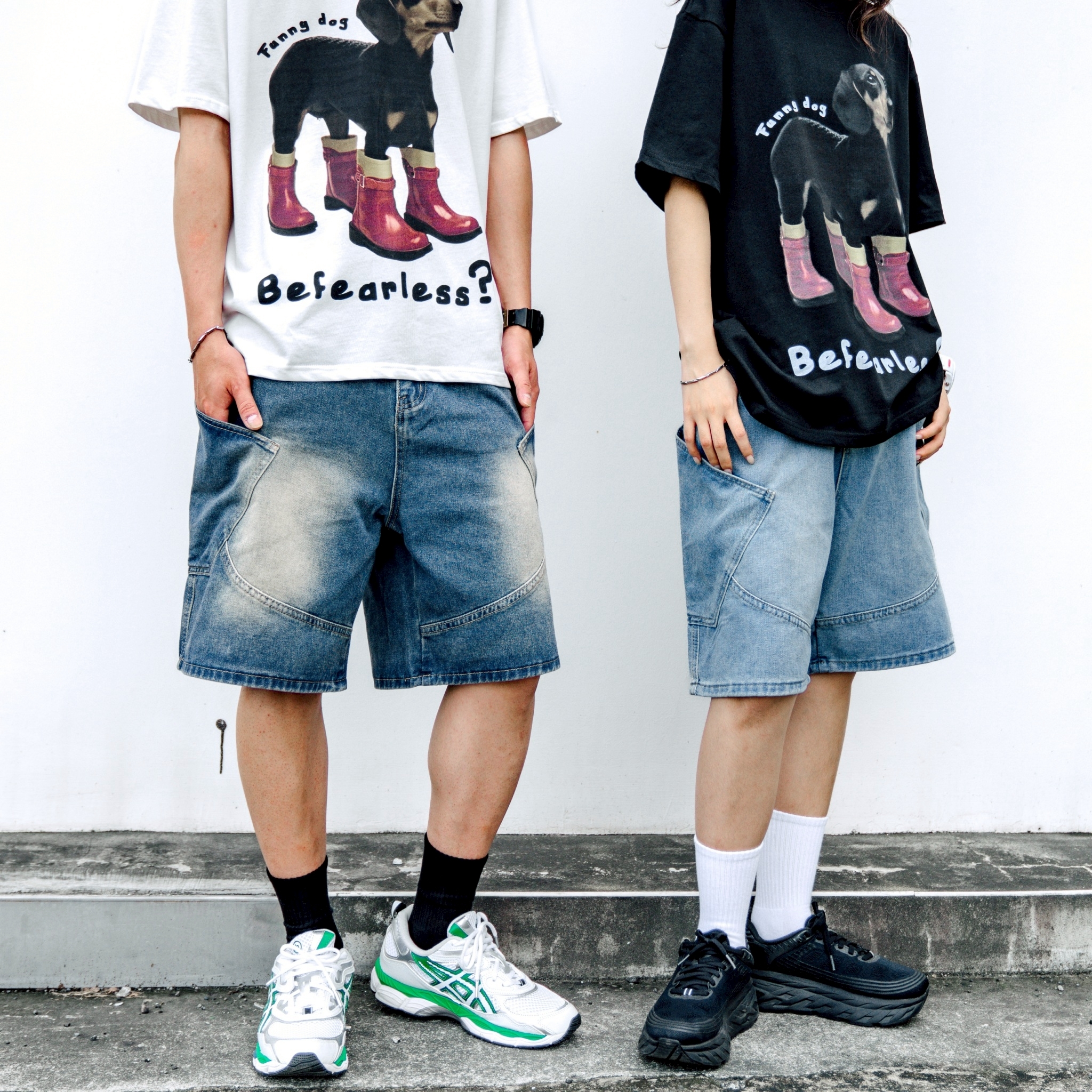 #預購 SBG 斜口袋牛仔短褲 V0023 兩色