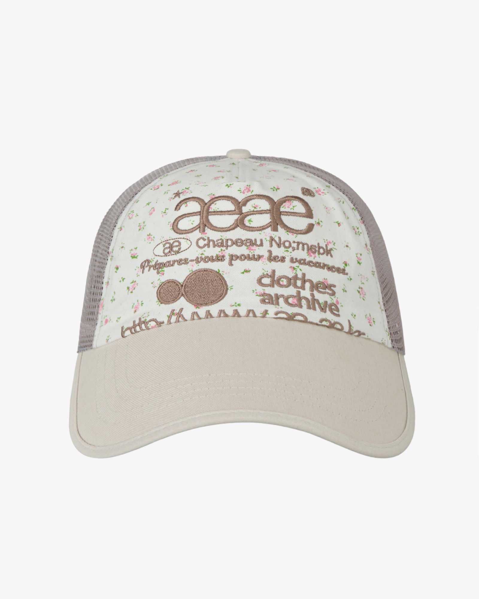 AEAE 網路標語花卉網帽 白米色 AE46SWCA003WBG