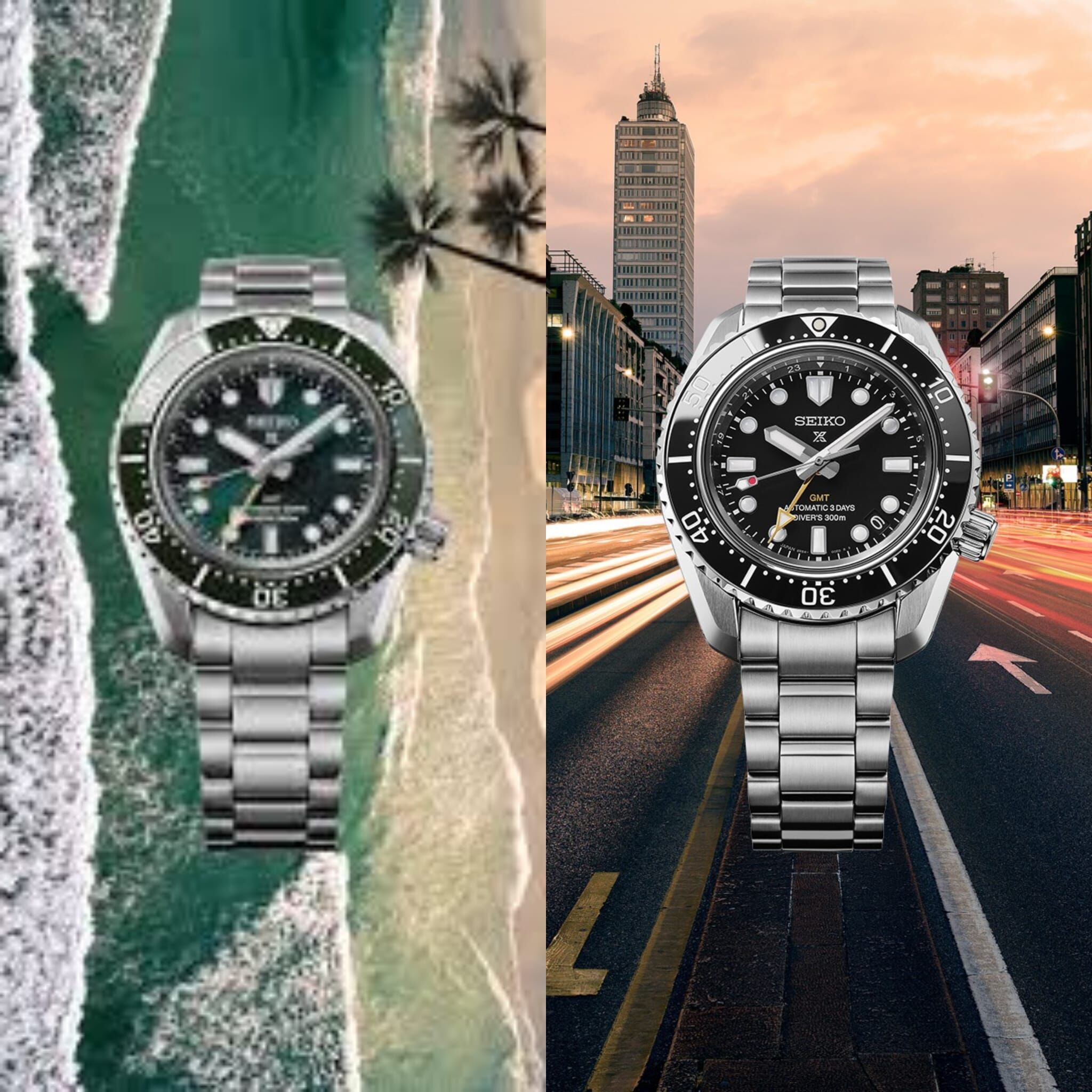 Seiko 精工 Prospex Diver Scuba Automatic GMT Diver's 300m Stainless Green dial HBC001J HBC001 ,Black dial HBC002J HBC002 潛水錶/自動上鍊GMT 300m