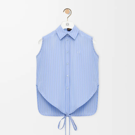 1EU0512-007 [LOEWE] Sleeveless Cotton Shirt Blue/Multicoloured #S616Y05X70 (EU)