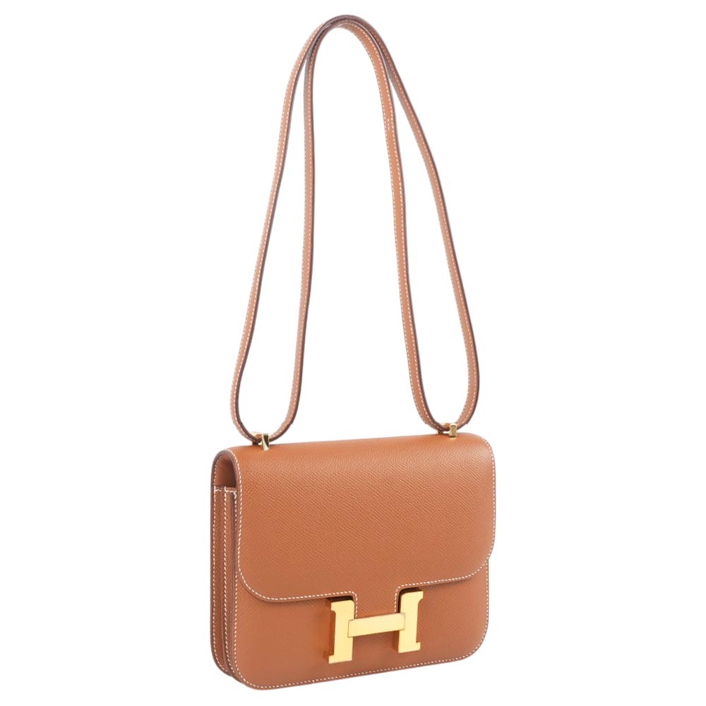 【Hermès】金釦 EPSOM皮 Constance 18 康康包 (金棕色)