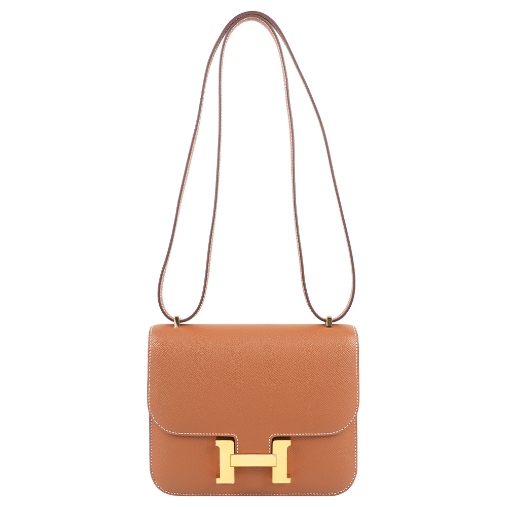 【Hermès】金釦 EPSOM皮 Constance 18 康康包 (金棕色)