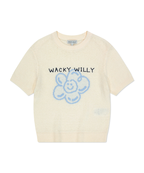 0512WW12-KOREATRIP-CLTH-WACKY WILLY Lily 立體刺繡花朵短袖針織衫（A12）