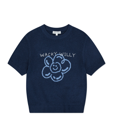 0512WW12-KOREATRIP-CLTH-WACKY WILLY Lily 立體刺繡花朵短袖針織衫（A12）