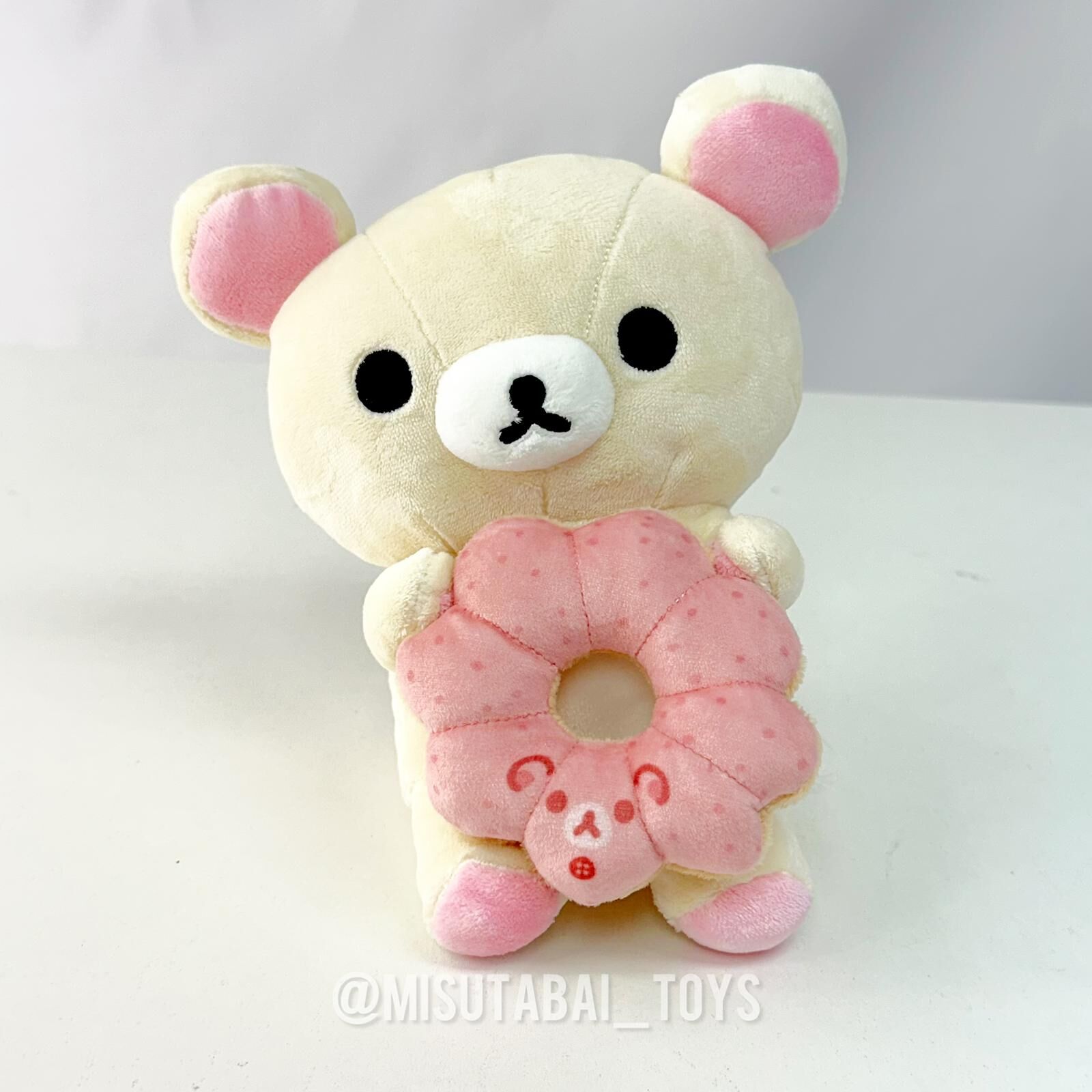 Rilakkuma x Mister Donut Collaboration Palm-Sized Plush Toy: Donut-Eating Plush Toy (Korilakkuma)