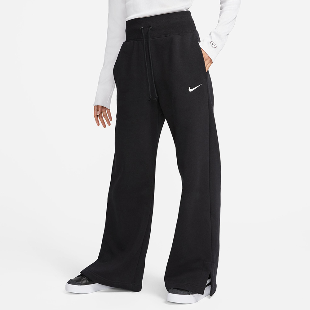 Nike PHNX FLC HR PNT Wide 女款 黑色 運動 刷毛 高腰 長褲 DQ5616-010