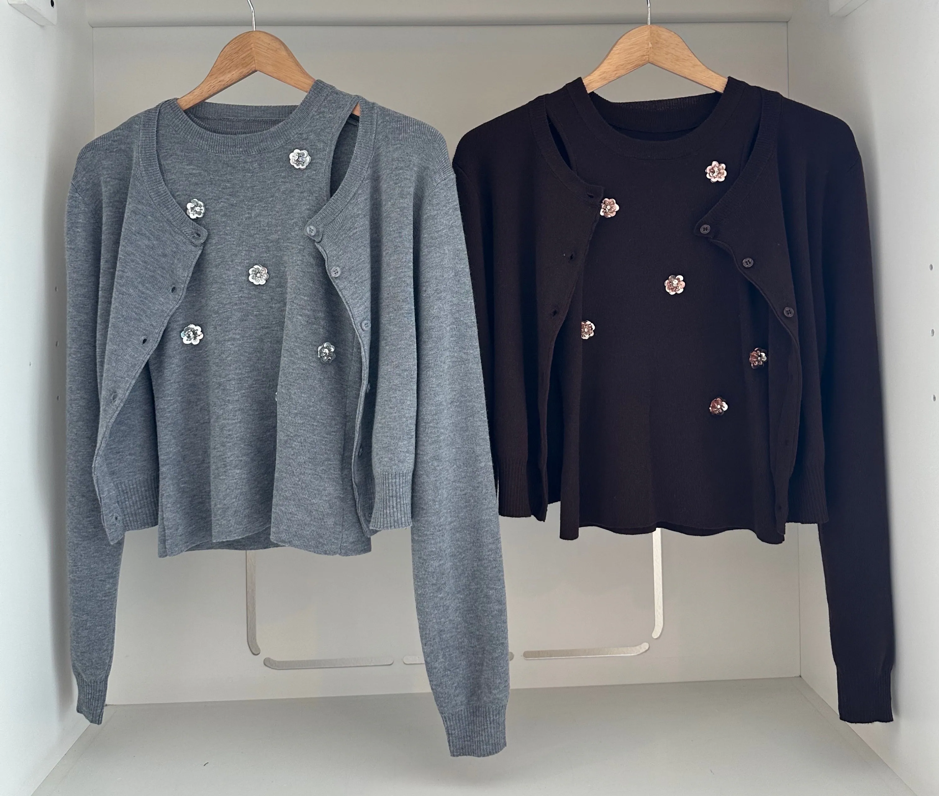 SEQUINNED KNIT TOP WITH OUTER CARDIGAN (2PCS)