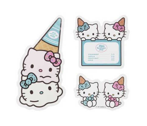 260512 SANRIO HOUSE HELLO ICE CREAM SHOP系列 HELLO KITTY 貼紙套裝 (3張)