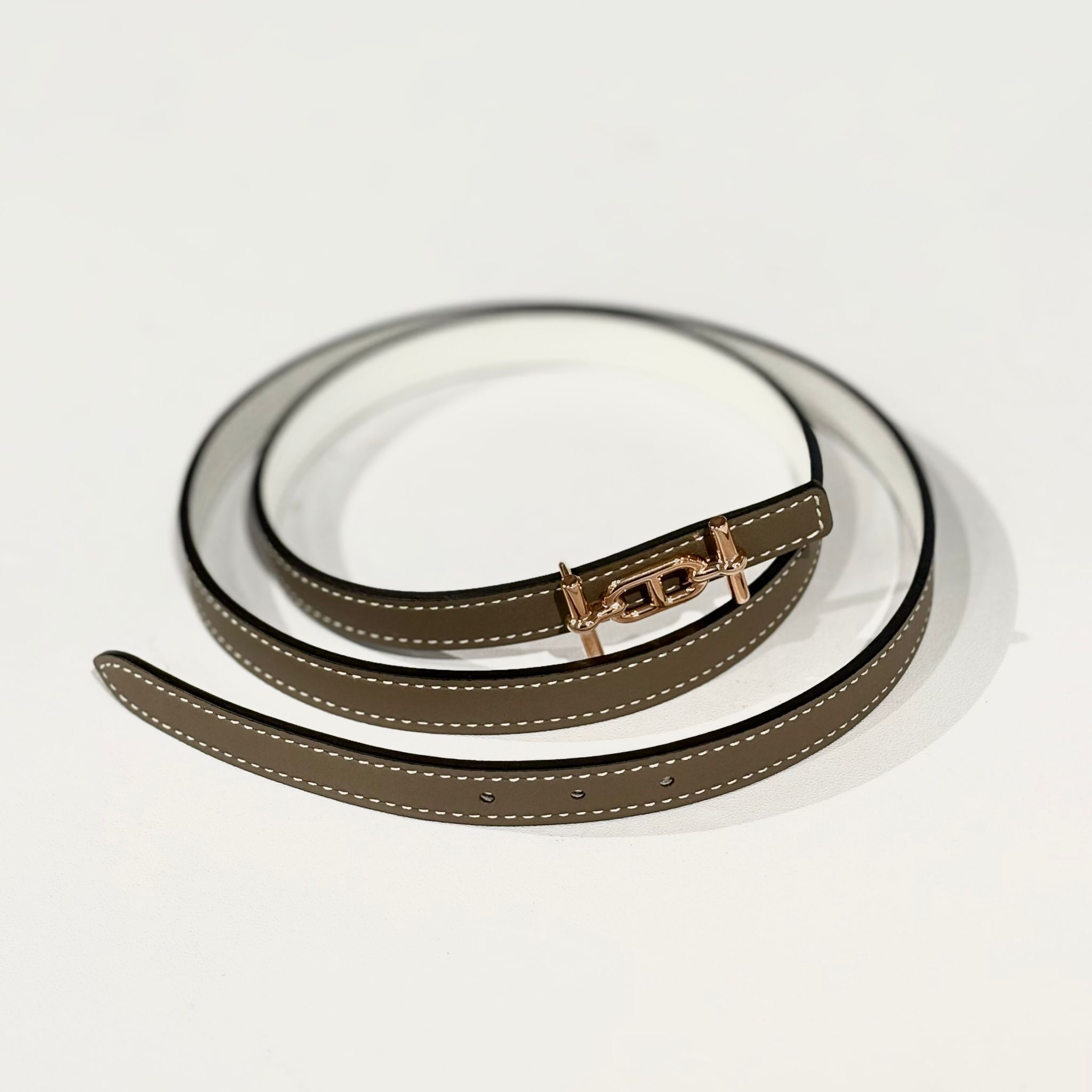 全新HERMES BELT 13MM 女士80碼 大象灰/白色EPSON皮雙面 玫瑰金扣 #BRAND NEW #香榭站正品