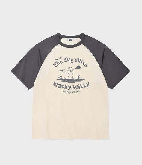0512WW74-KOREATRIP-CLTH-WACKY WILLY Kiky 戴牛仔帽牛角袖 拼色T 恤（A74）