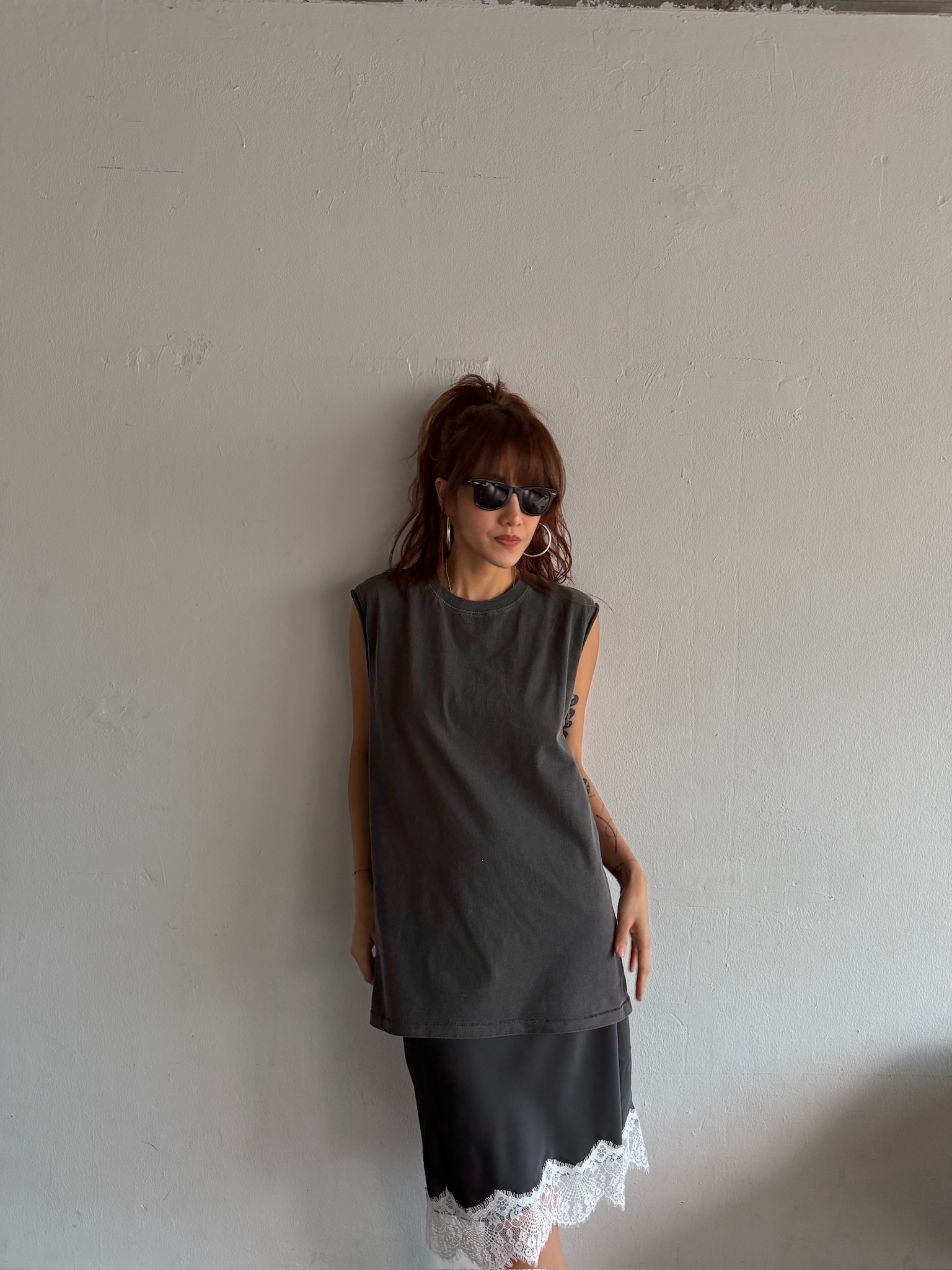 Raw edges long vest