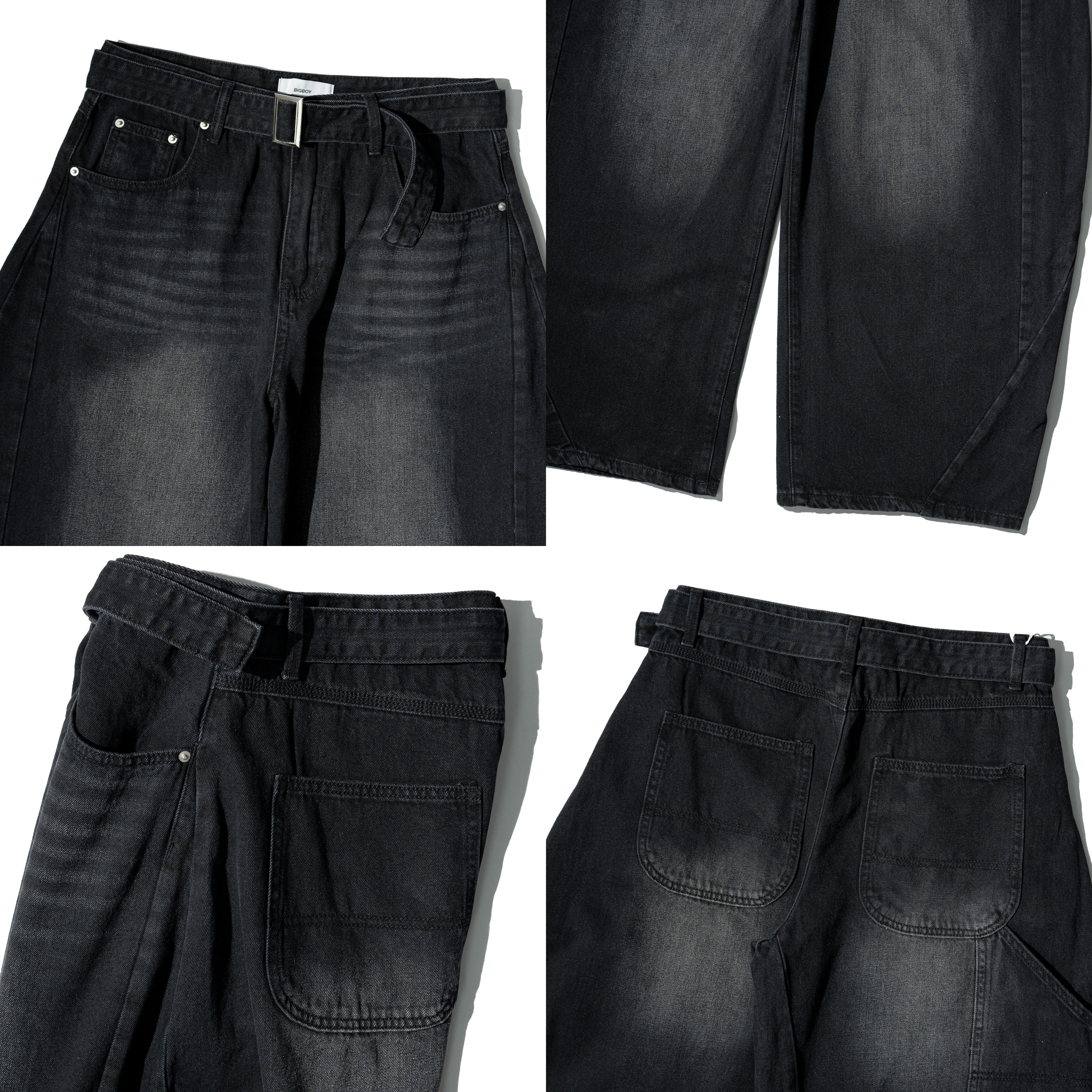 Belted Denim Baggy Jeans 腰帶闊腿 牛仔長褲 [B-2633]