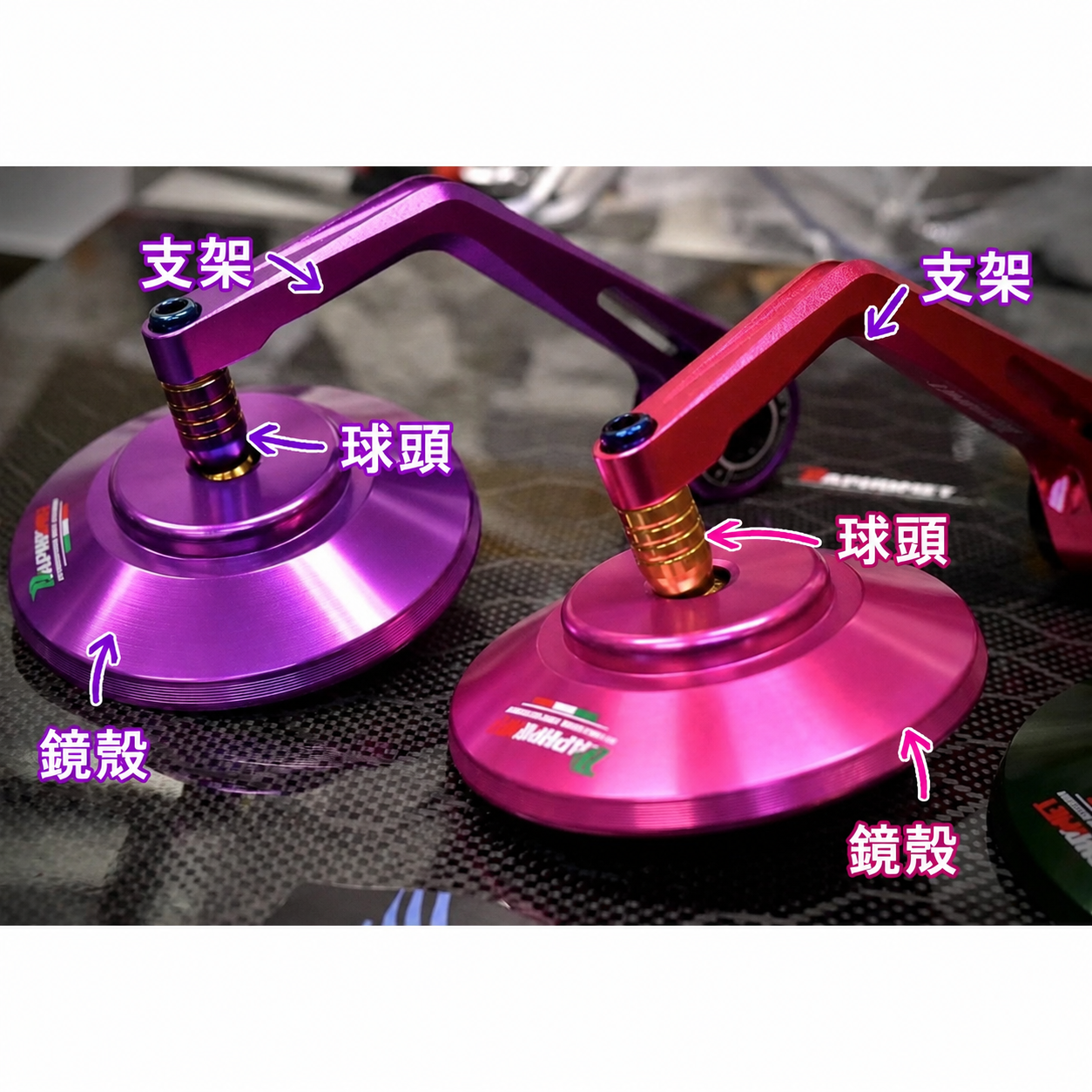巴風特 CNC鋁合金圓形端子鏡  防眩光藍鏡