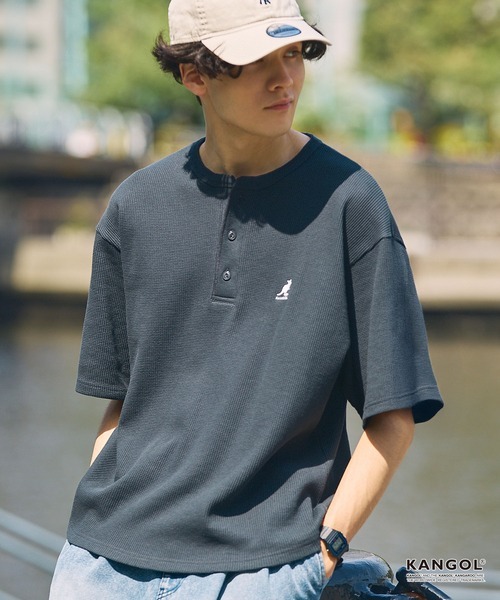 日本 KANGOL x mono-mart Waffle Henley T-Shirt [sc1495]