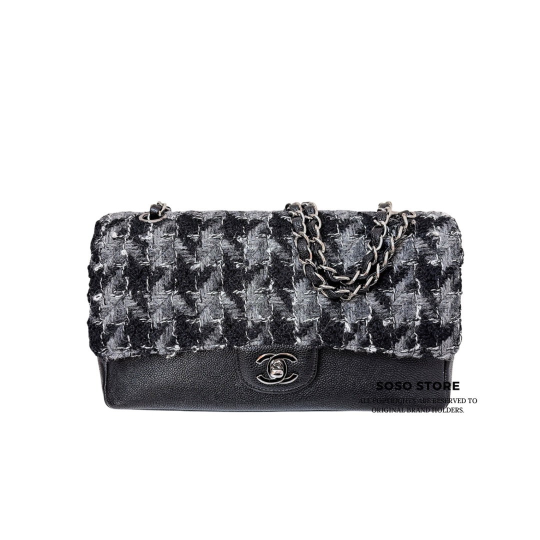 Chanel  Double Flap Bag-Black Grey / SHW
