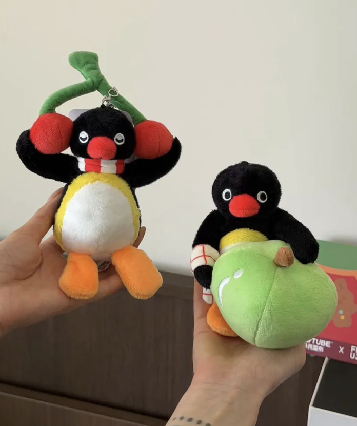 PINGU 企鵝家族 正版授權 創意水果系列 櫻桃 蘋果 鑰匙圈 吊飾