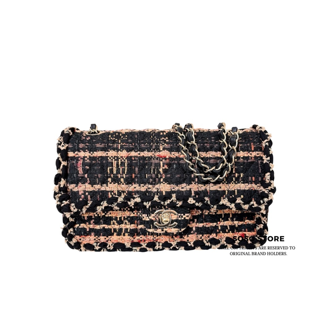 Chanel Double Flap Bag- Black, orange / GHW