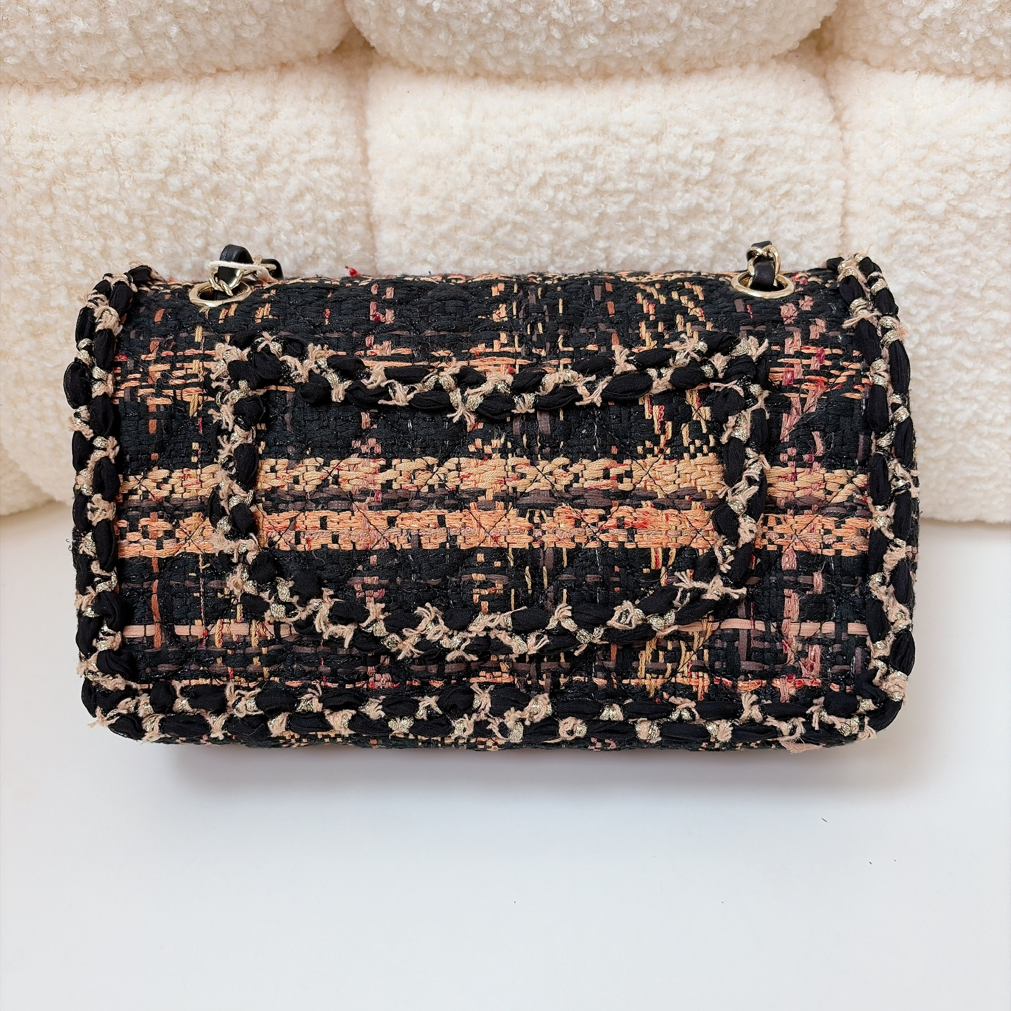 Chanel Double Flap Bag- Black, orange / GHW