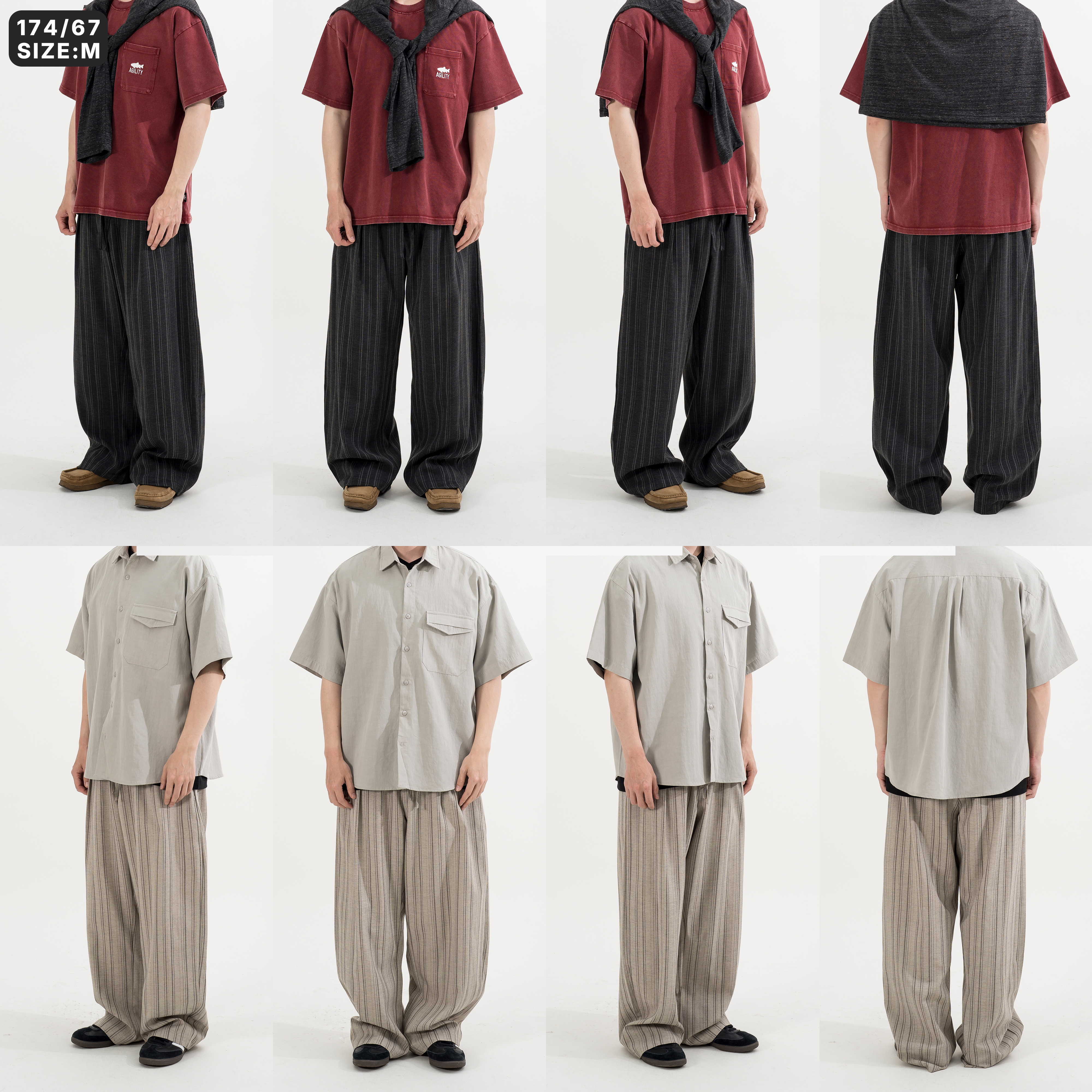 Wide Leg Stripe Pants 寬版 條紋 棉麻長褲 [A135]